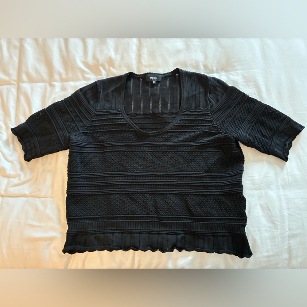 ME + EM black viscose knit top